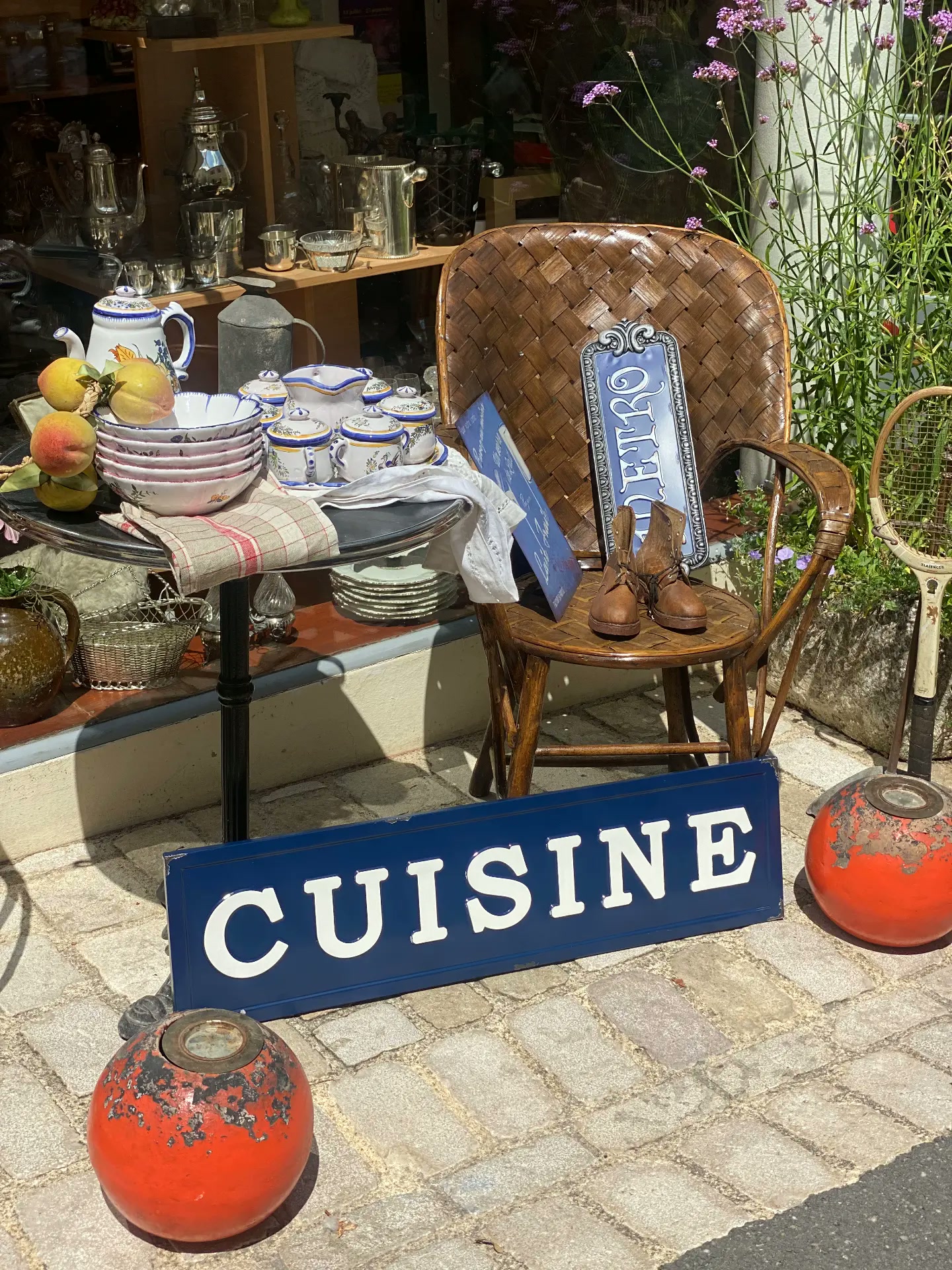 Vintage French kitchenware at a brocante