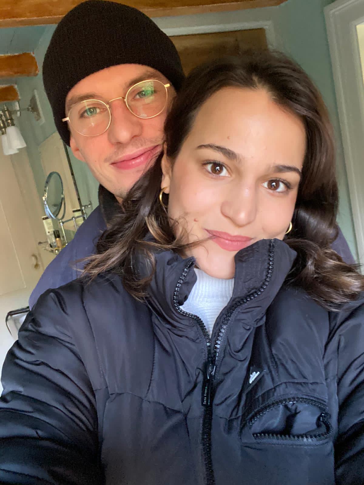 Zoe & Pete taking a cosy selfie together